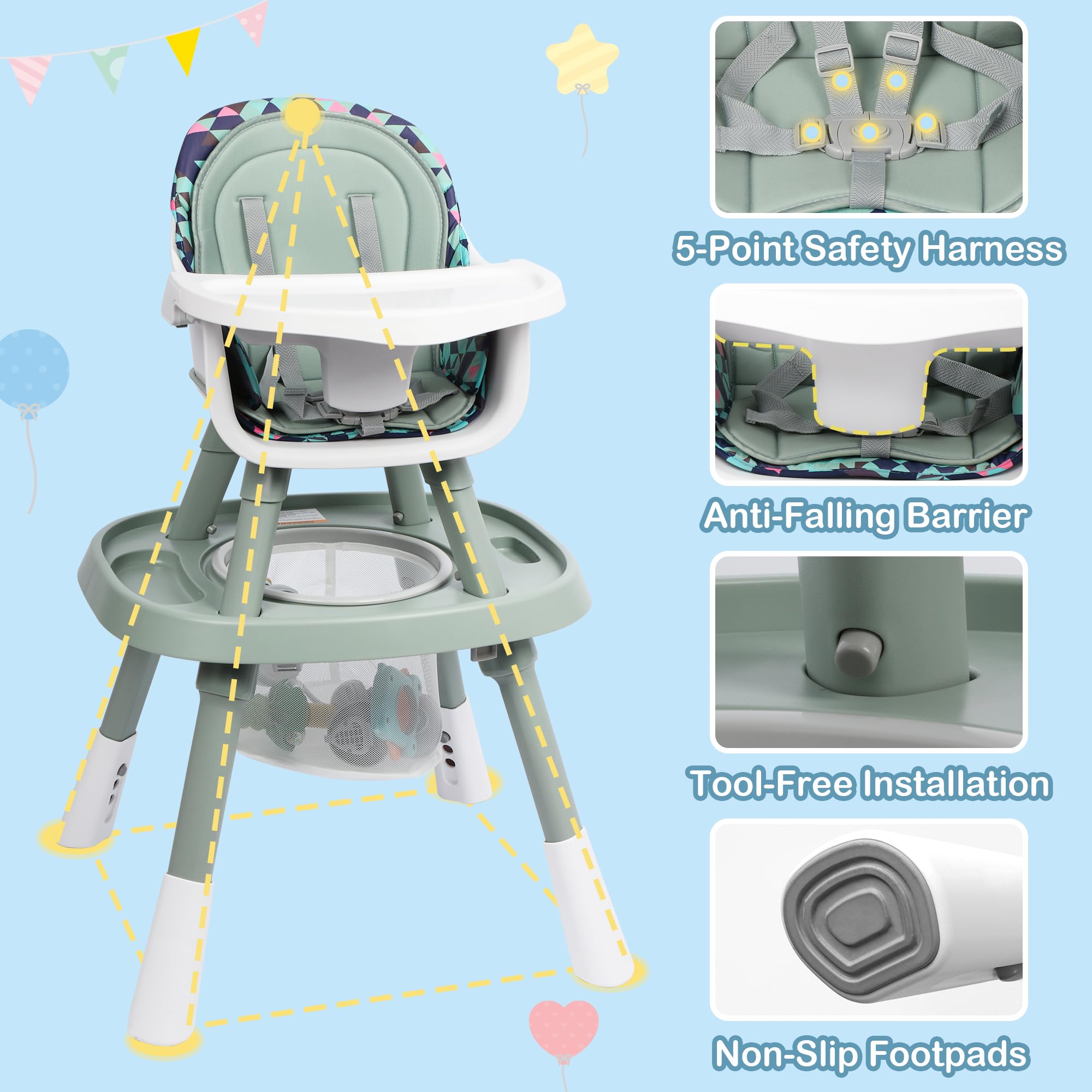Convertible High Chair with Activity Center and Building Block Table