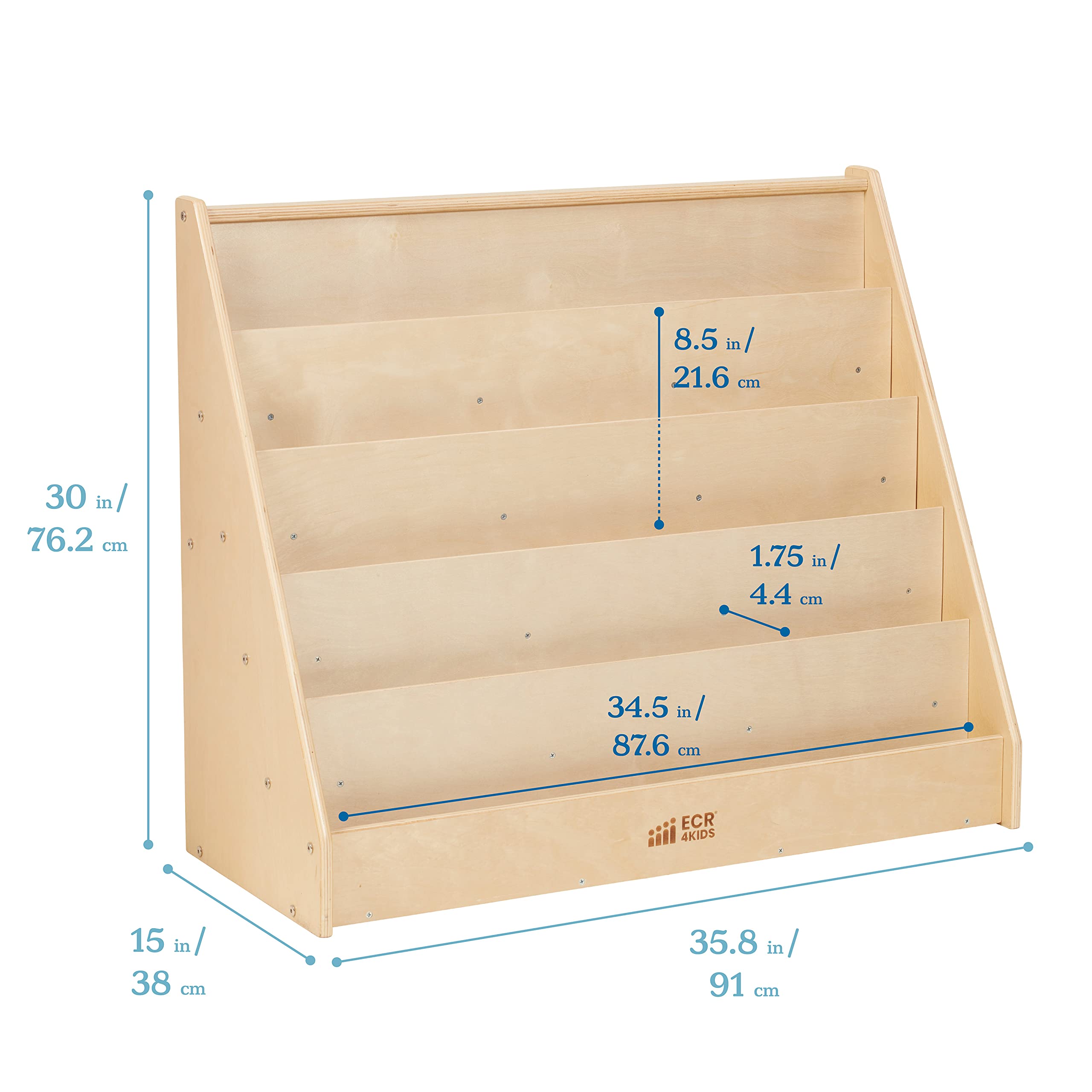 Single-Sided Book Display Classroom Bookshelf Natural Wood