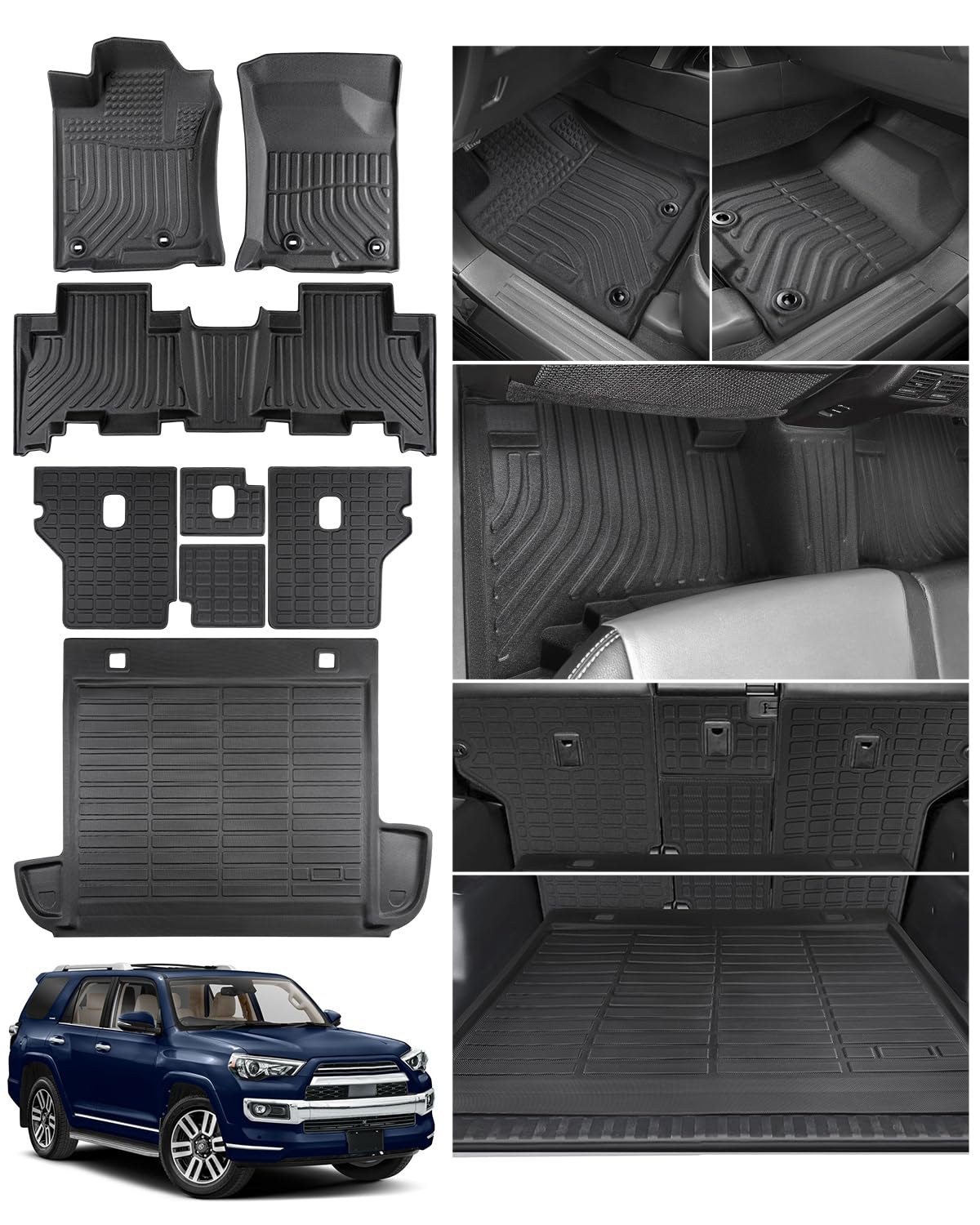 Floor Mats for Toyota 4Runner 2013-2024 (5 Seats Only) with Cargo