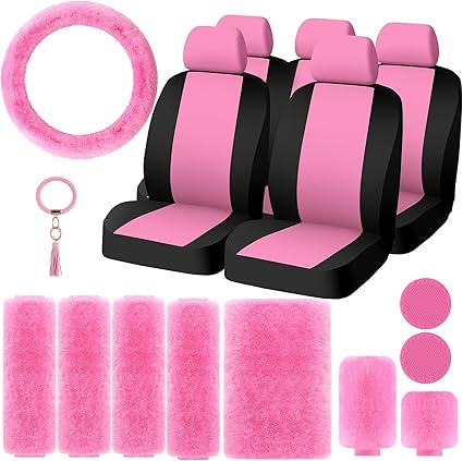 20 Pcs Car Seat Covers Full Set Car Accessories Includes Seat Protectors Fluffy