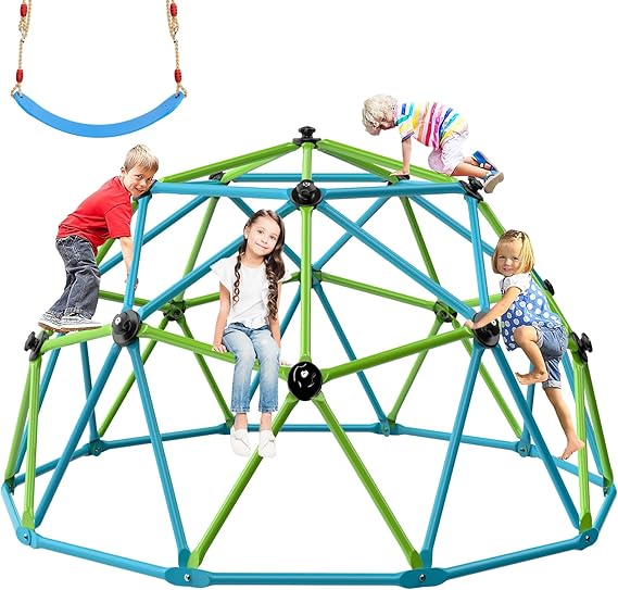 Climbing Dome, 10FT Jungle Gym with Swing for Kids 3 to 10 Outdoor Play Equipment