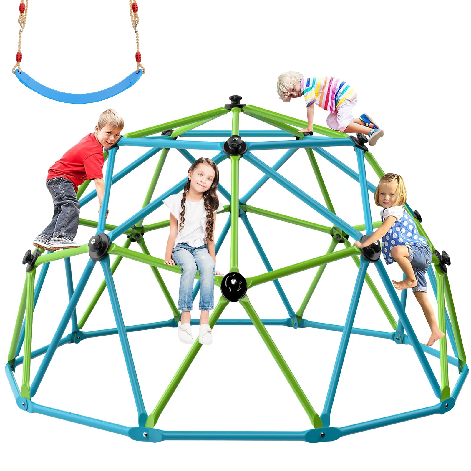 Climbing Dome, 10FT Jungle Gym with Swing for Kids 3 to 10 Outdoor Play Equipment