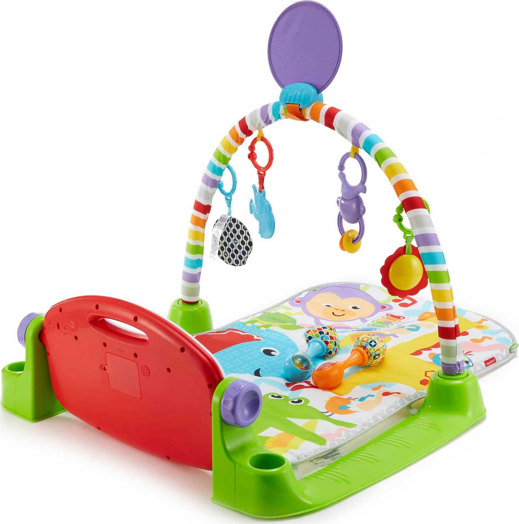 Baby Playmat Deluxe Kick & Play Piano Gym for Learning & 2 Maracas Soft Rattles