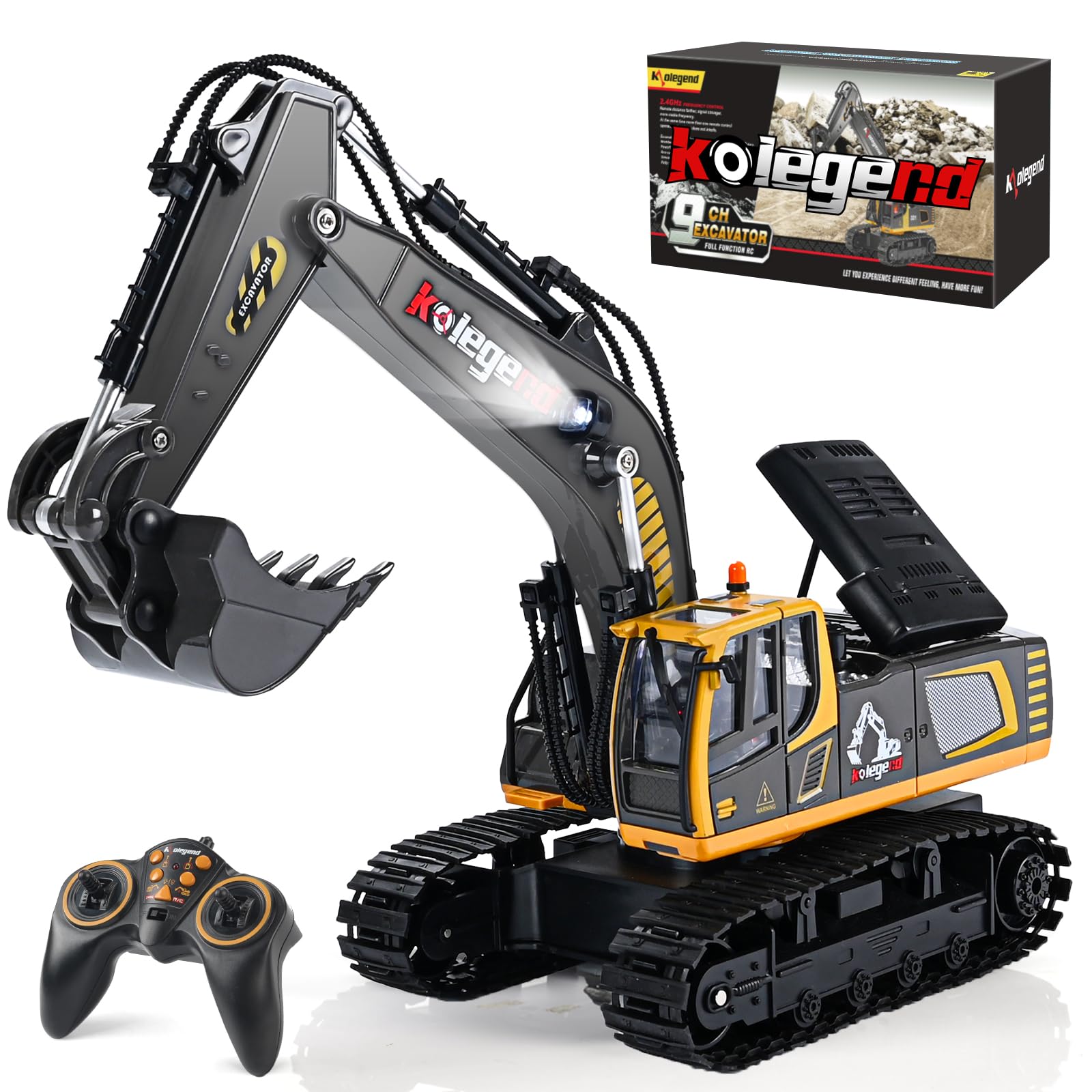 Remote Control Excavator Toy 16 Inch, 11 Channel RC Construction Vehicles