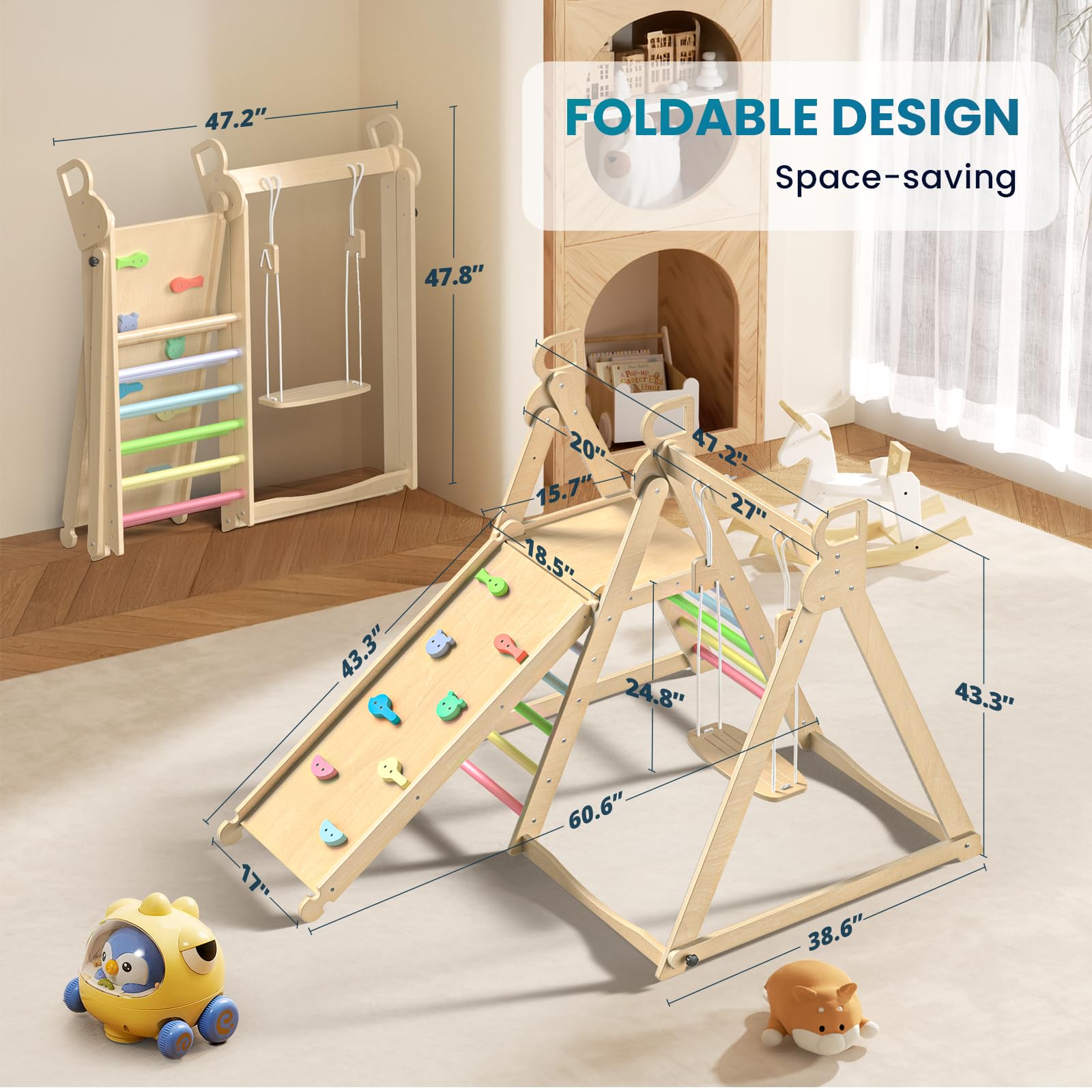 4-in-1 Indoor Jungle Gym with Swing and Slide