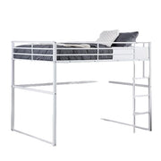 Twin Metal Loft Bed with Safety Guard Rails, Flat Ladder, Metal Slat