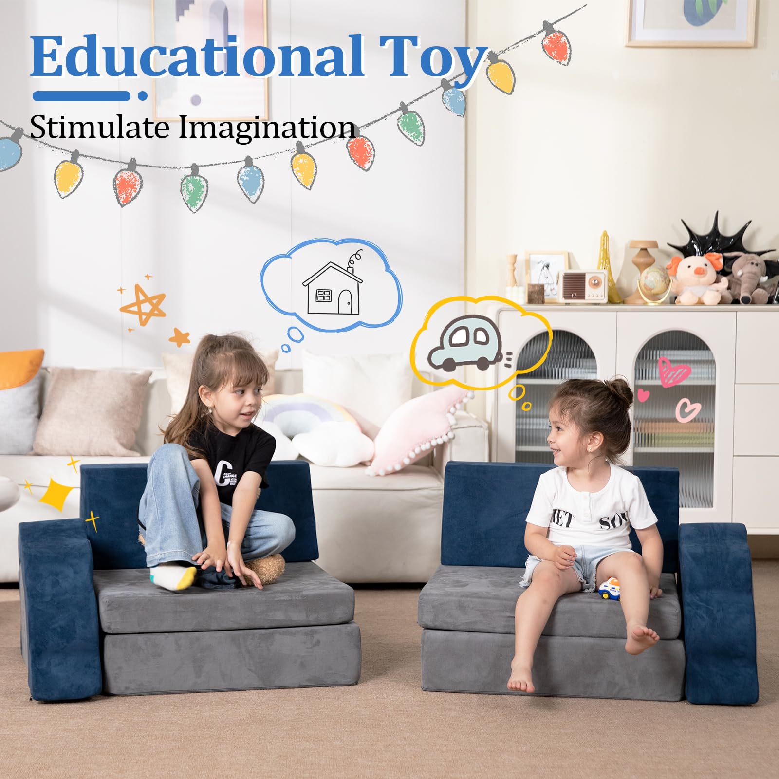 10-Piece Convertible Kids Foam Couch