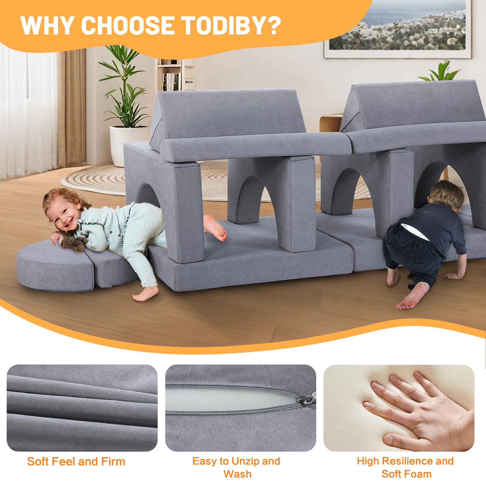 Modular Kids Play Couch Foam Building Blocks Set