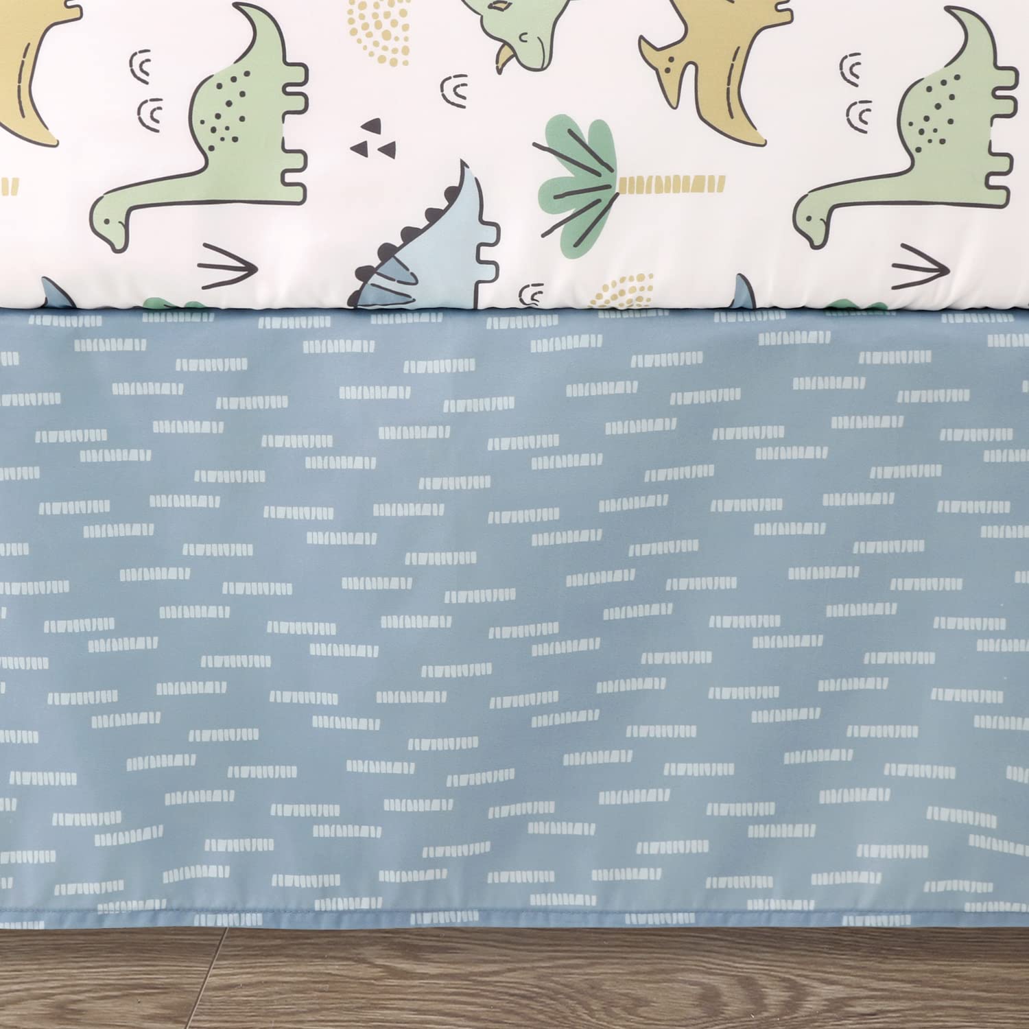 Blue Dino Nursery Crib Bedding Set 5 Piece