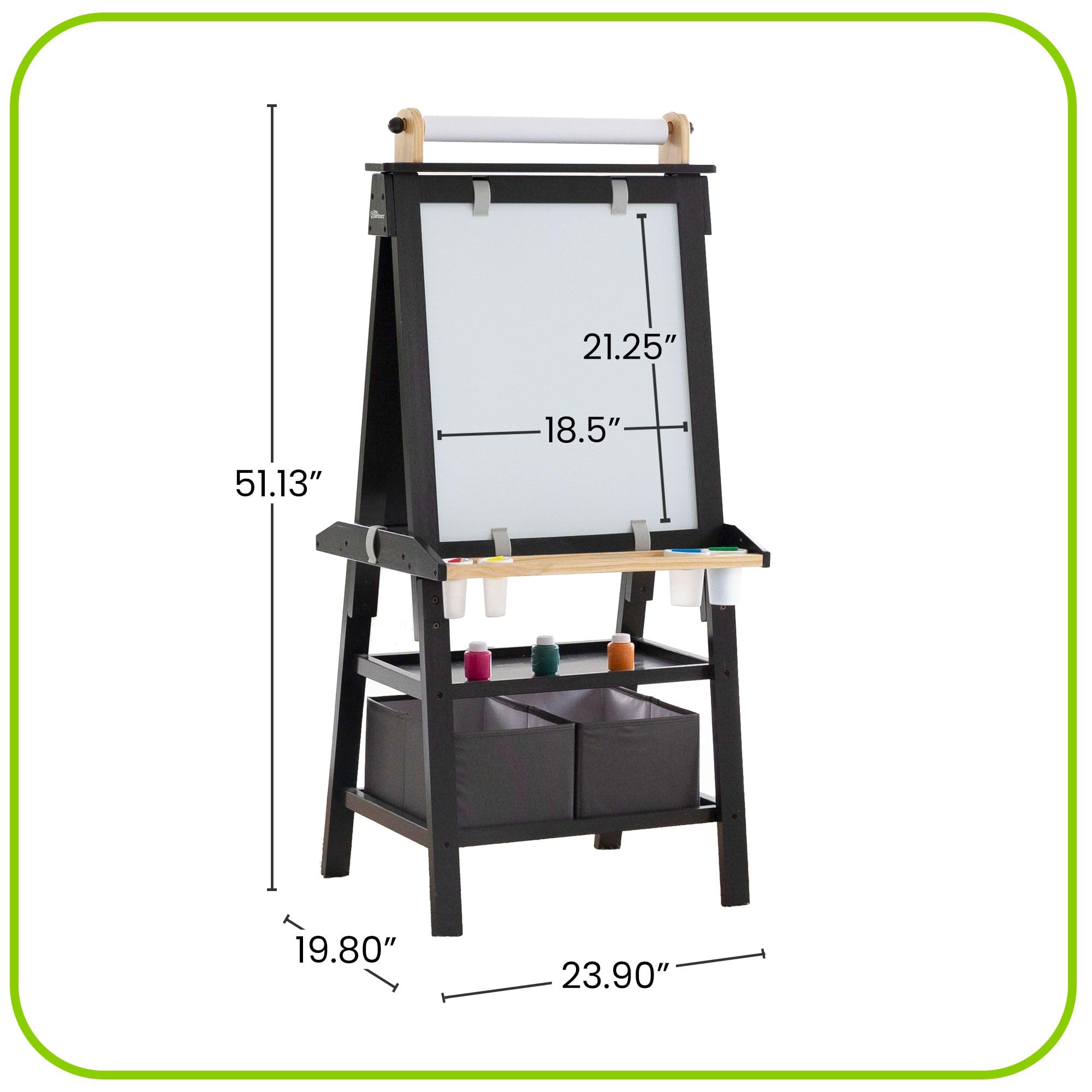 Dual-Sided Art Easel with Chalkboard and Whiteboard
