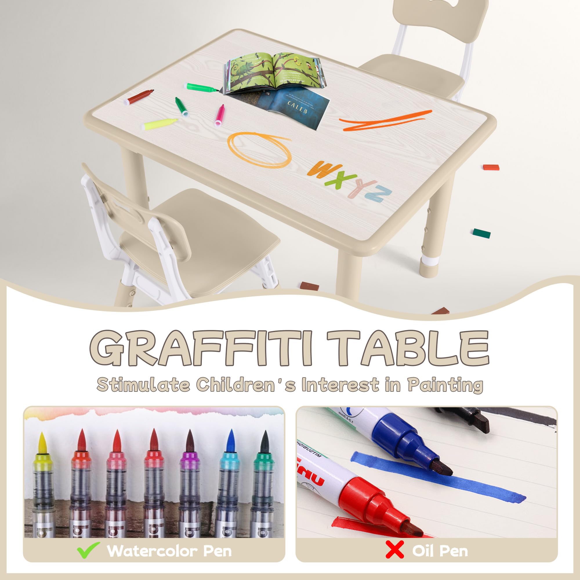 Height Adjustable Kids Table and Chair Set
