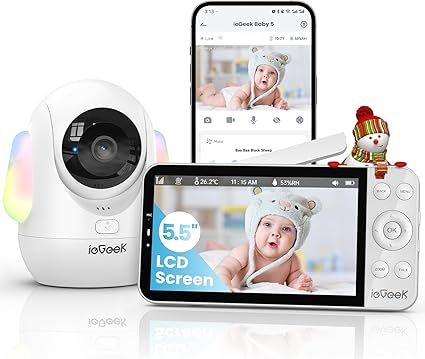 Split-Screen Baby Monitor,2.5K UHD Baby Monitor with 2 Cameras