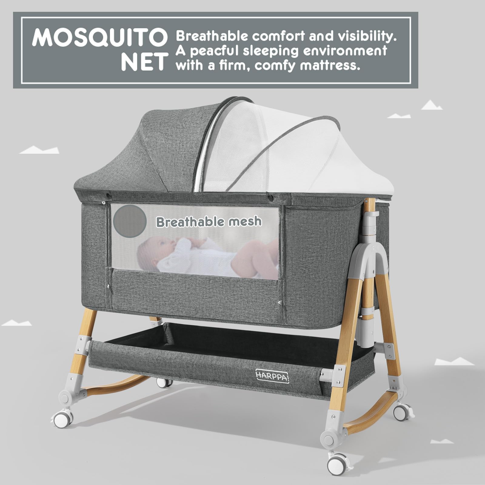 3-in-1 Convertible Baby Bassinet with Wheels