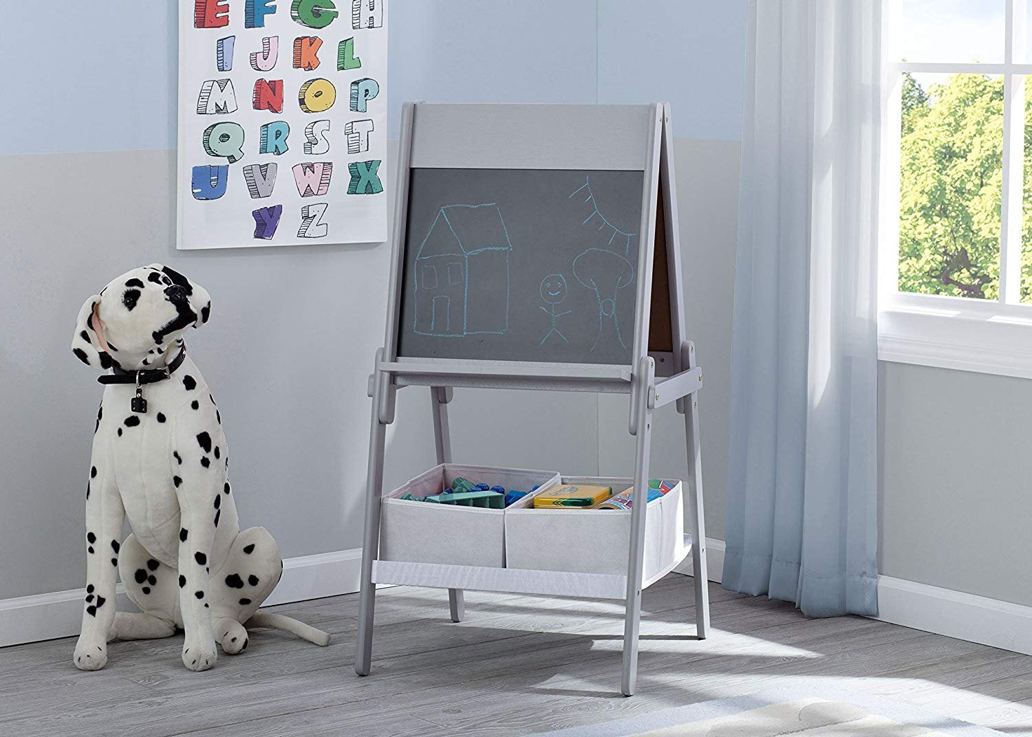 Double-Sided Kids Art Easel with Storage