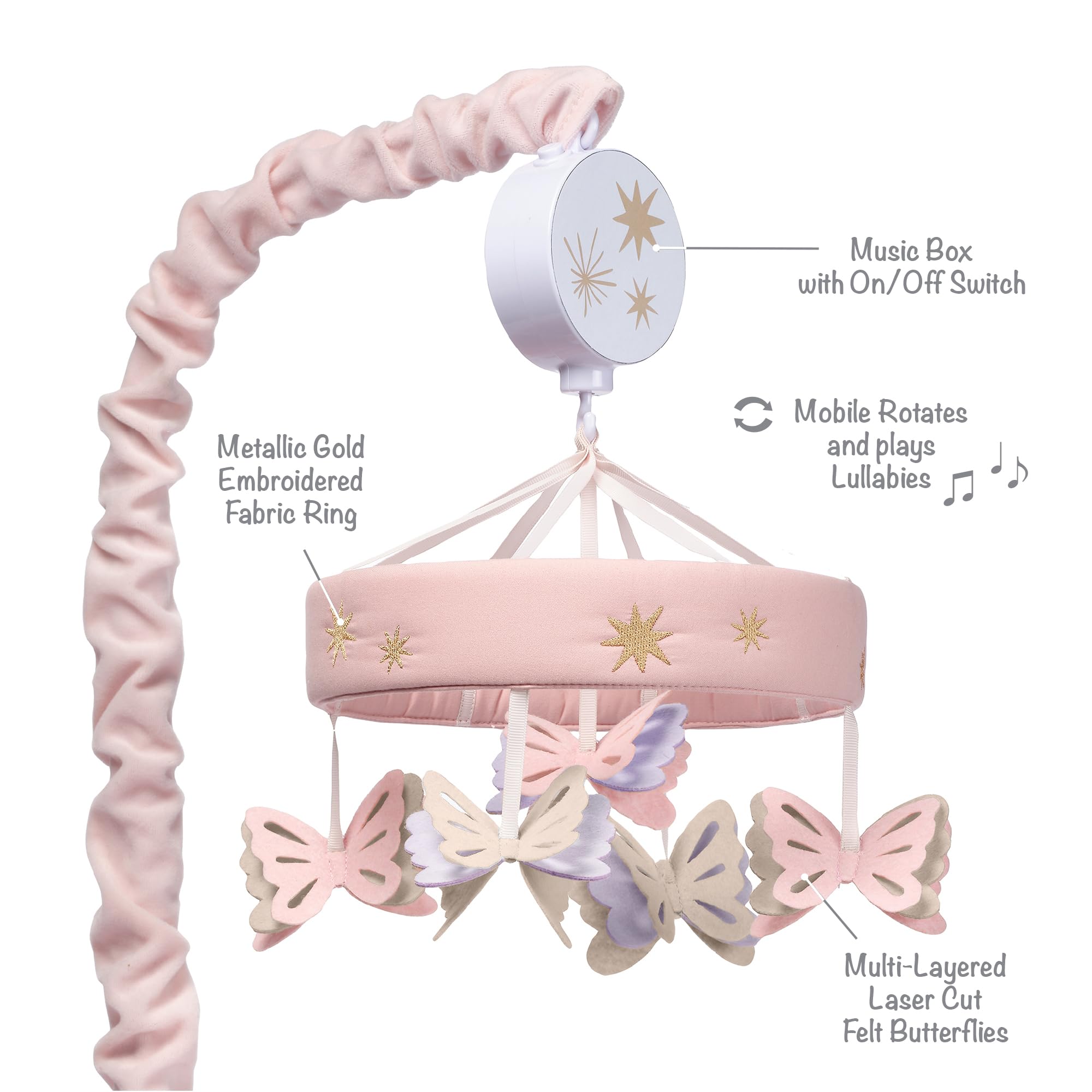 Musical Baby Crib Mobile with Butterflies