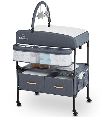 Baby Changing Table with 2 Storage Baskets, Foldable Changing