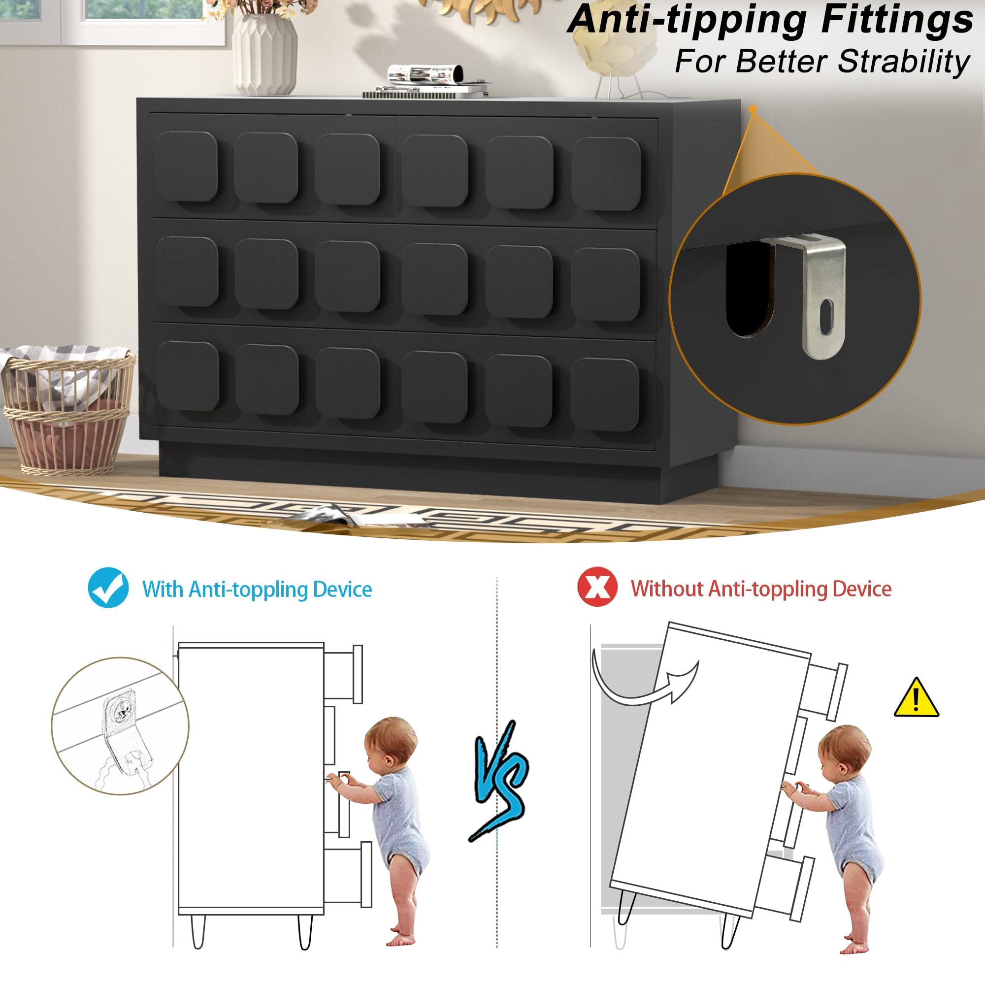 6-Drawer Dresser for Nursery and Kids Bedroom