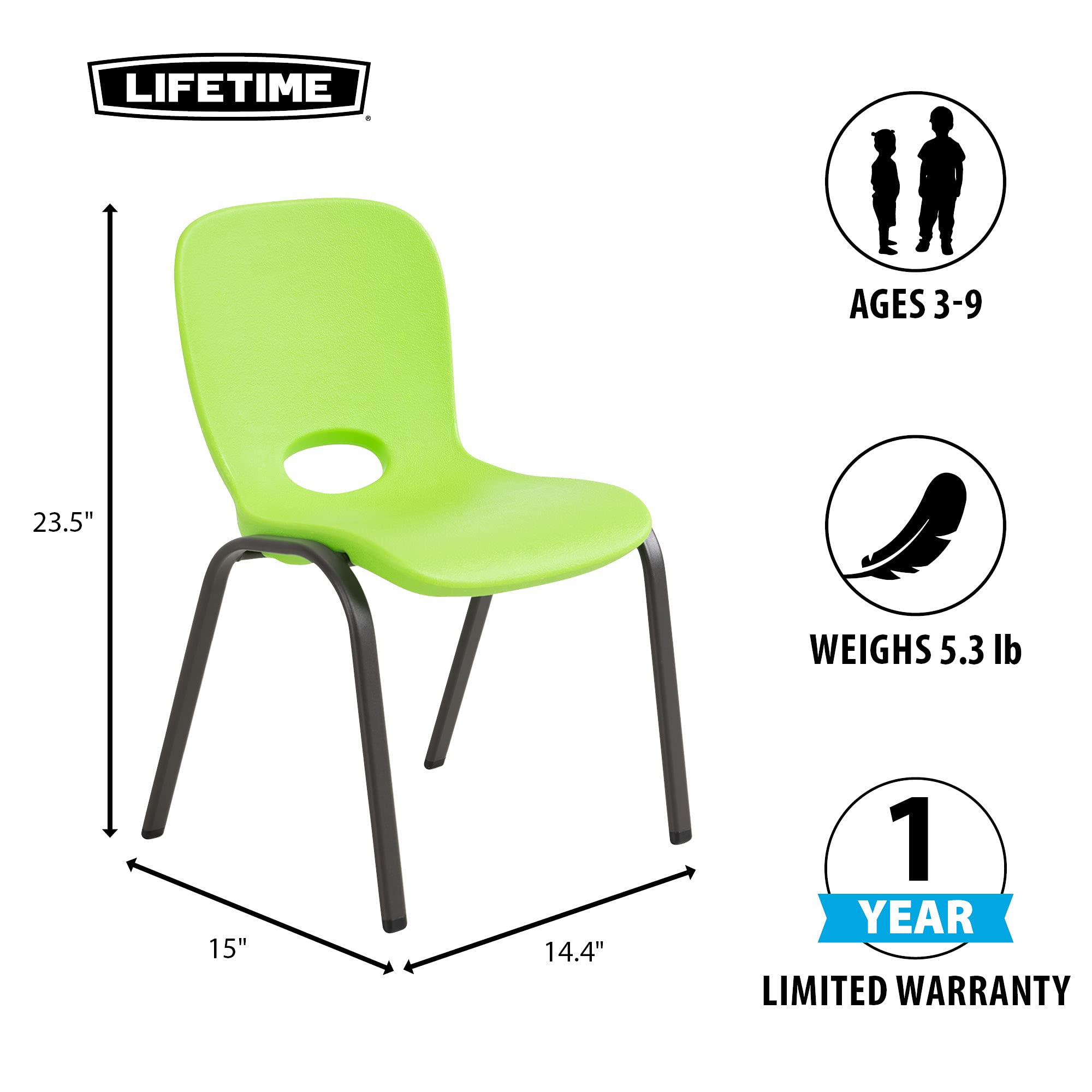 Kids Stacking Chair 4-Pack Lime Green