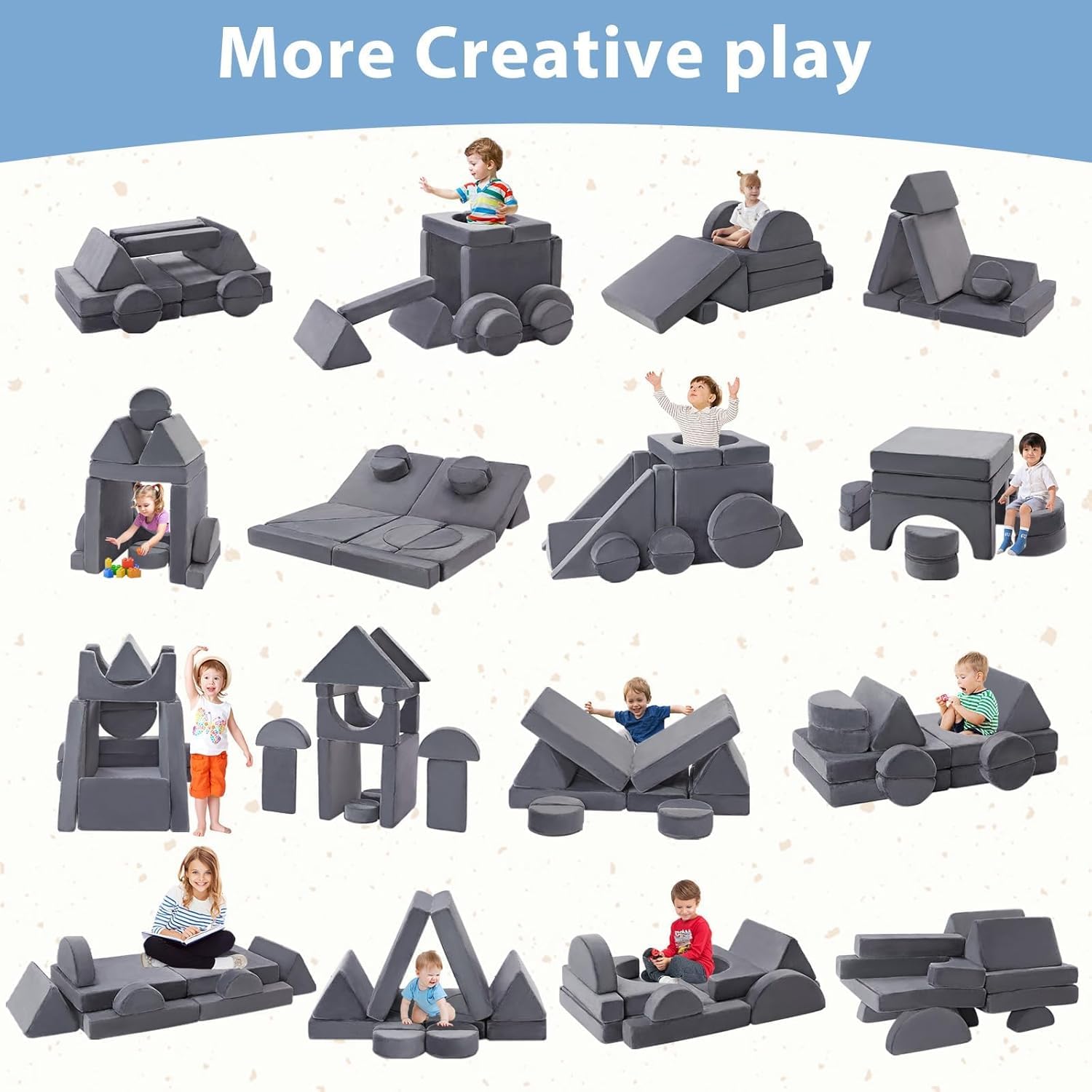 16-Piece Modular Kids Play Couch