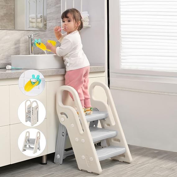 Foldable Toddler Step Stool for Bathroom Sink, Adjustable