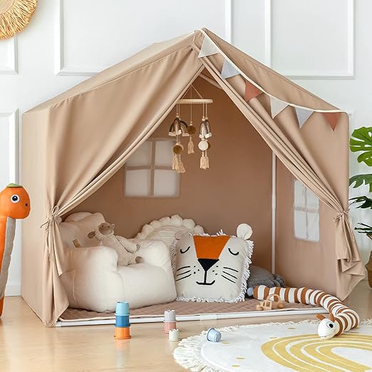 Tent with Padded Mat, Large Kids Tent Indoor Play Cottage