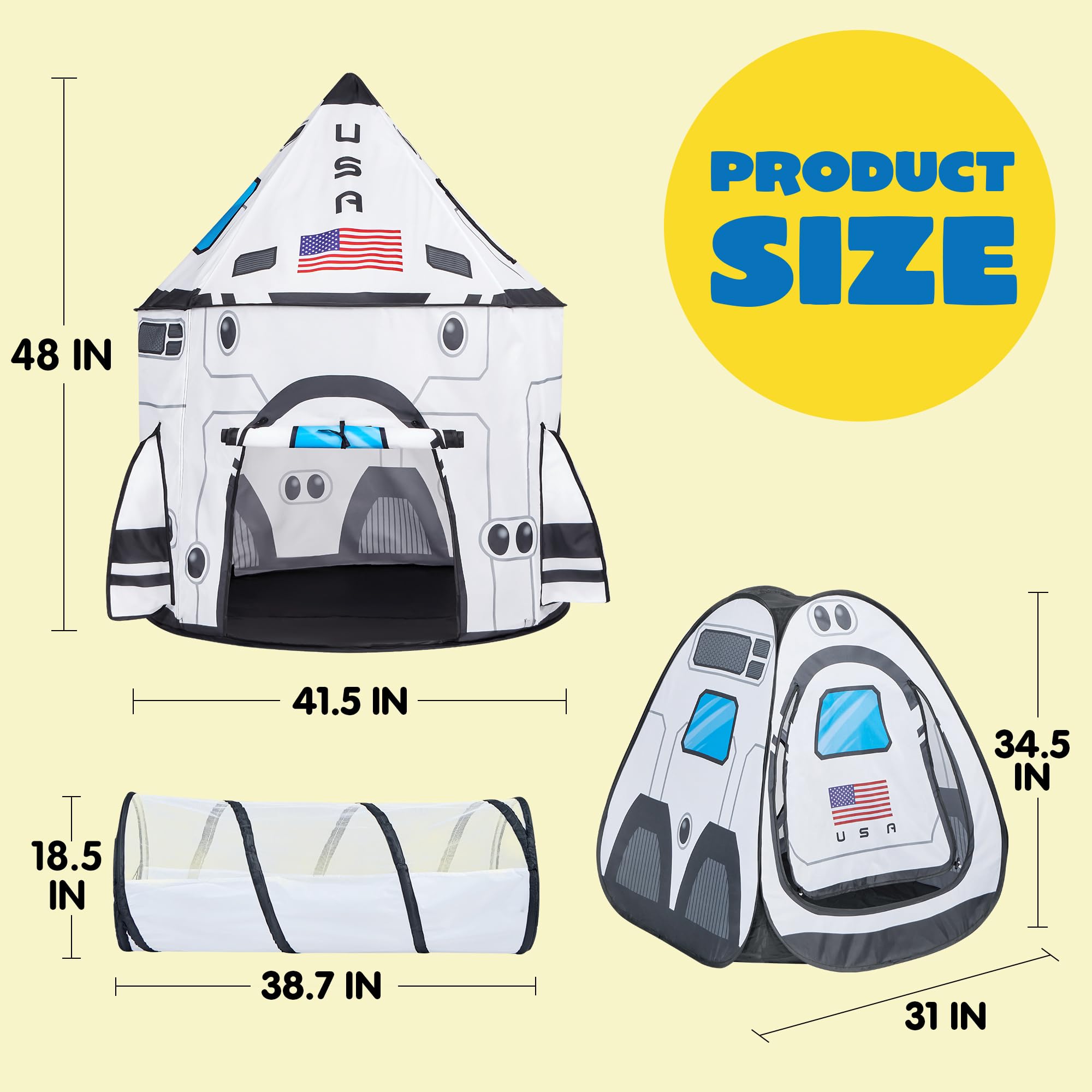 Rocket Ship Play Tent with Tunnel and Playhouse