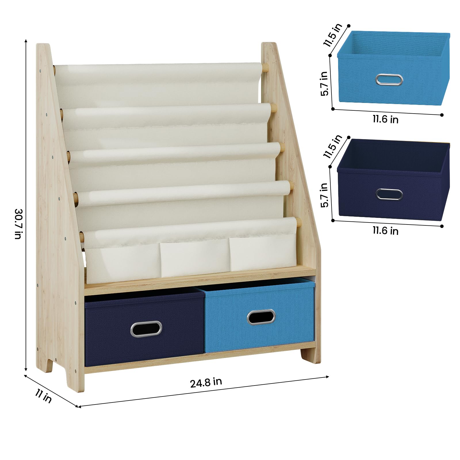 4 Tier Kids Book Shelf with Toy Storage Organizer