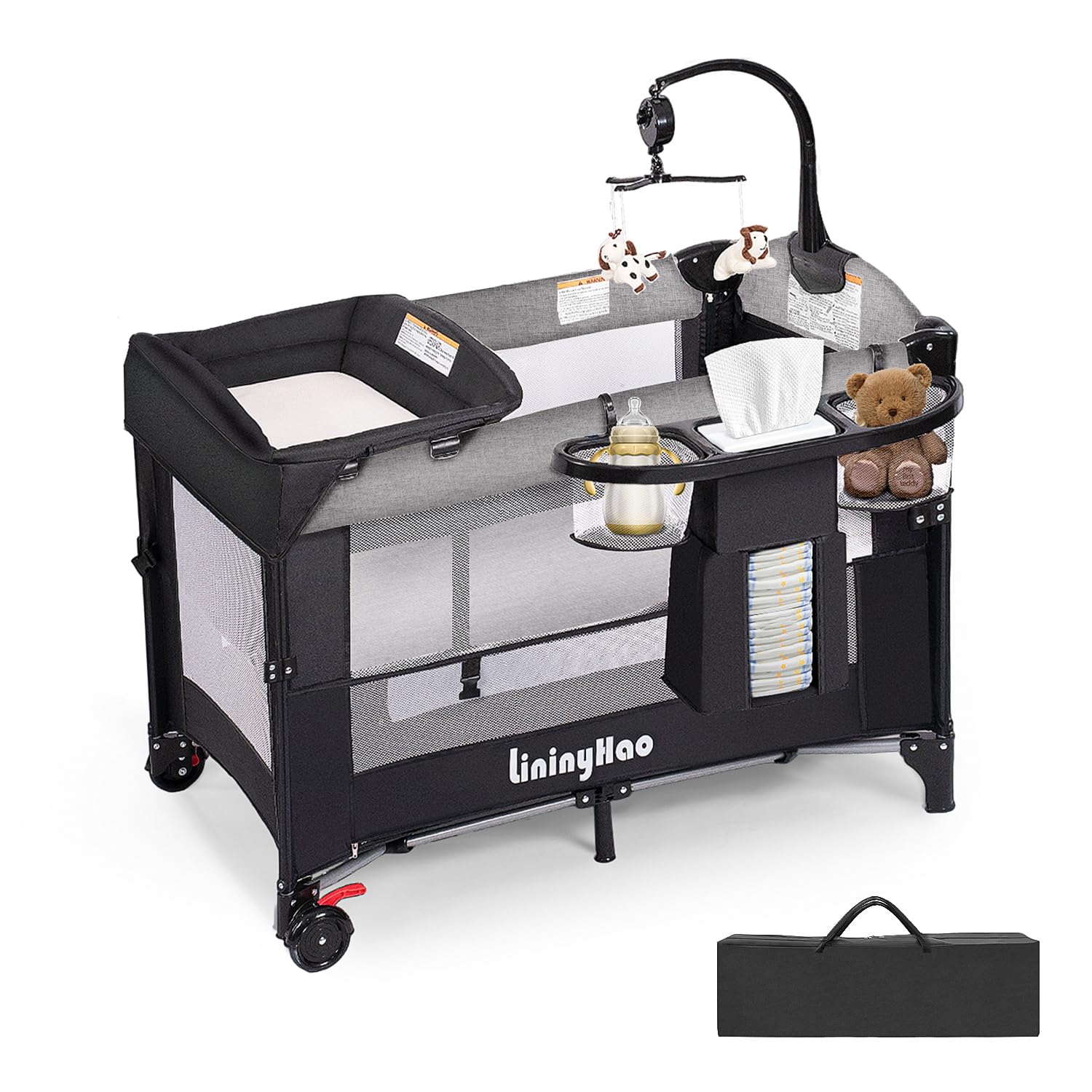 4-in-1 Height Adjustable Baby Playard with Changing Table