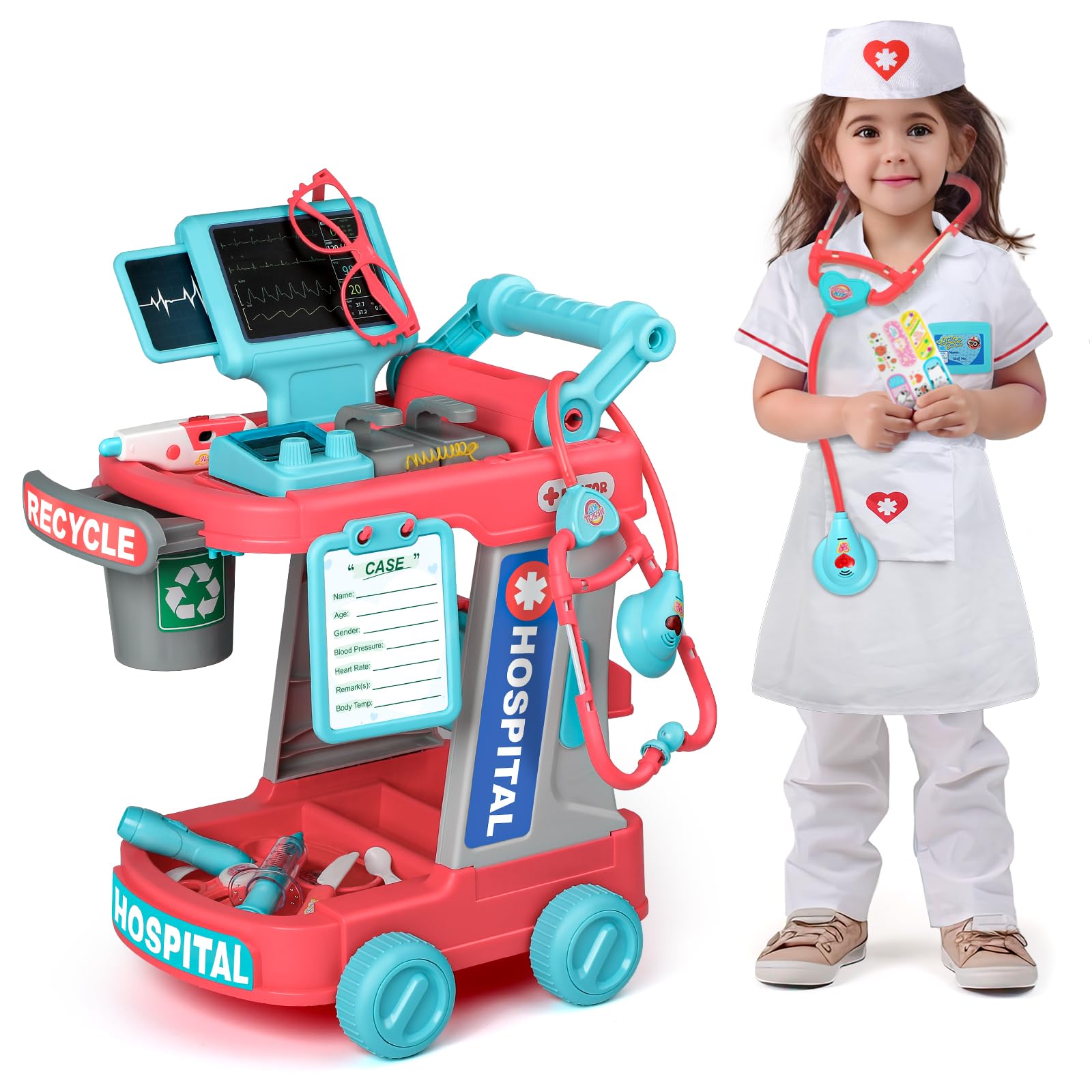 Doctor Kit for Toddlers Aged 2 3 4 5, Pretend Doctor Playset