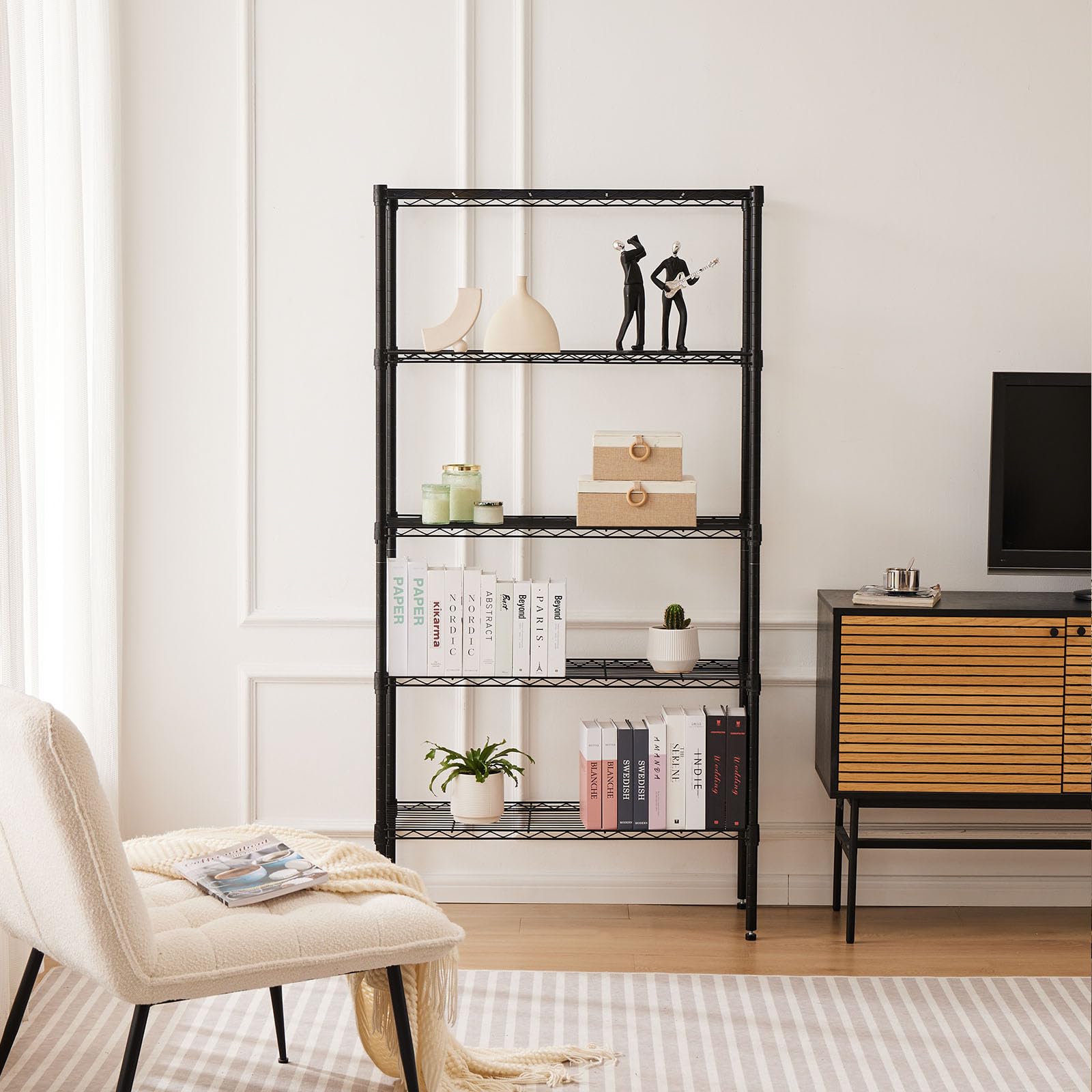 D 5 Tier Metal Wire Rack Shelf Heavy Duty Standing Shelves