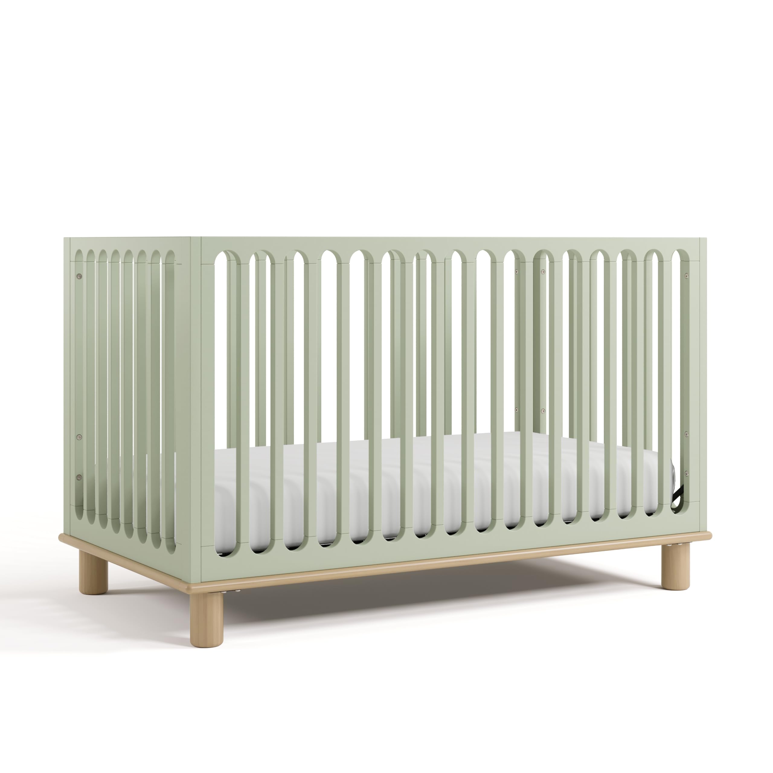 Sicily Grow-with-Me Convertible Crib with Toddler Rail Included (Sage & Driftwood)