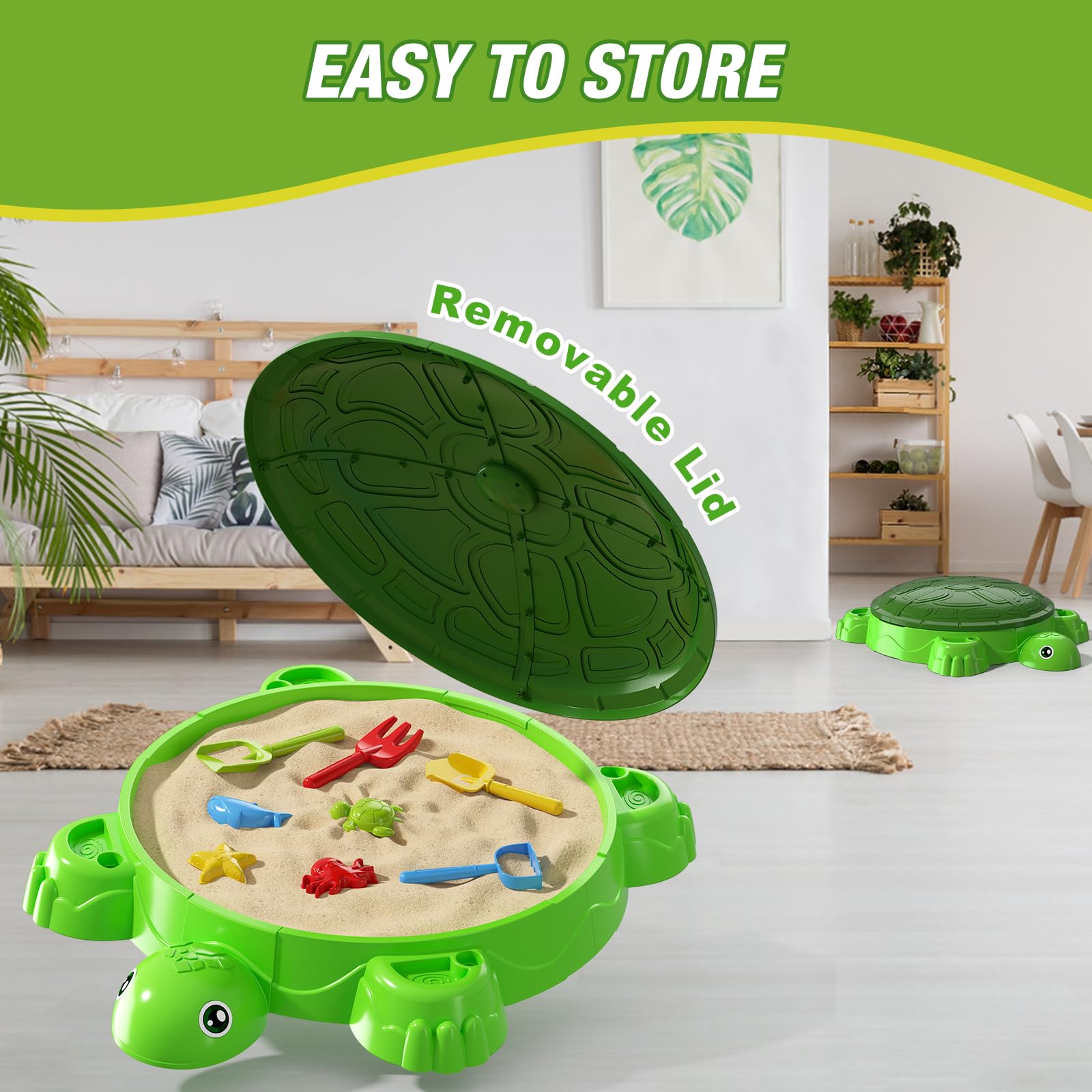 Turtle Sandbox with Lid and 8 Sand Toys