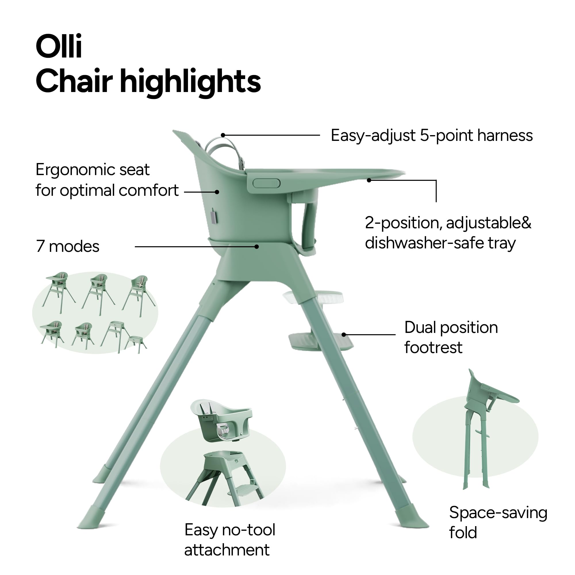 7-in-1 Convertible High Chair for Babies and Toddlers