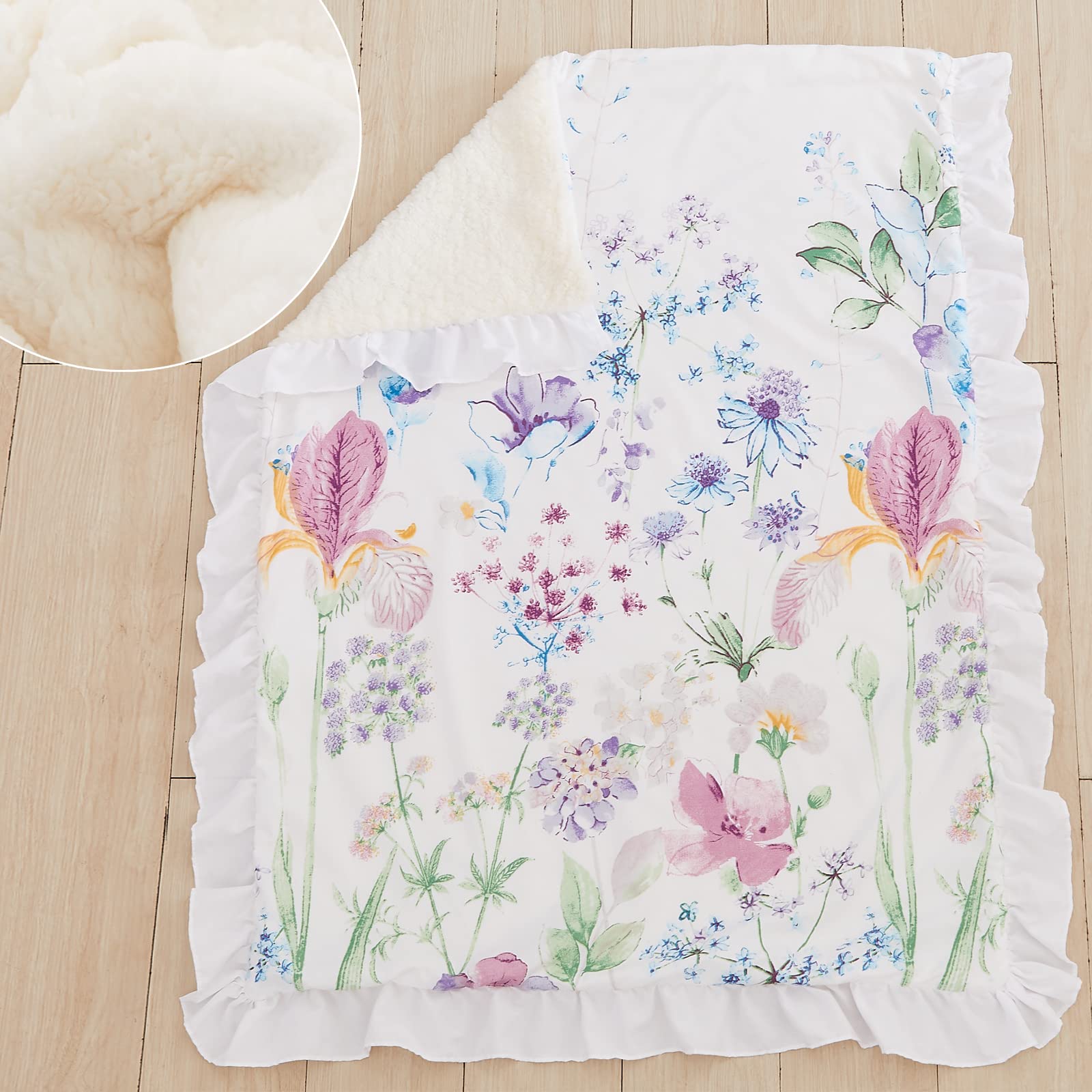Floral Crib Bedding Set 3 Piece with Fitted Sheet and Skirt