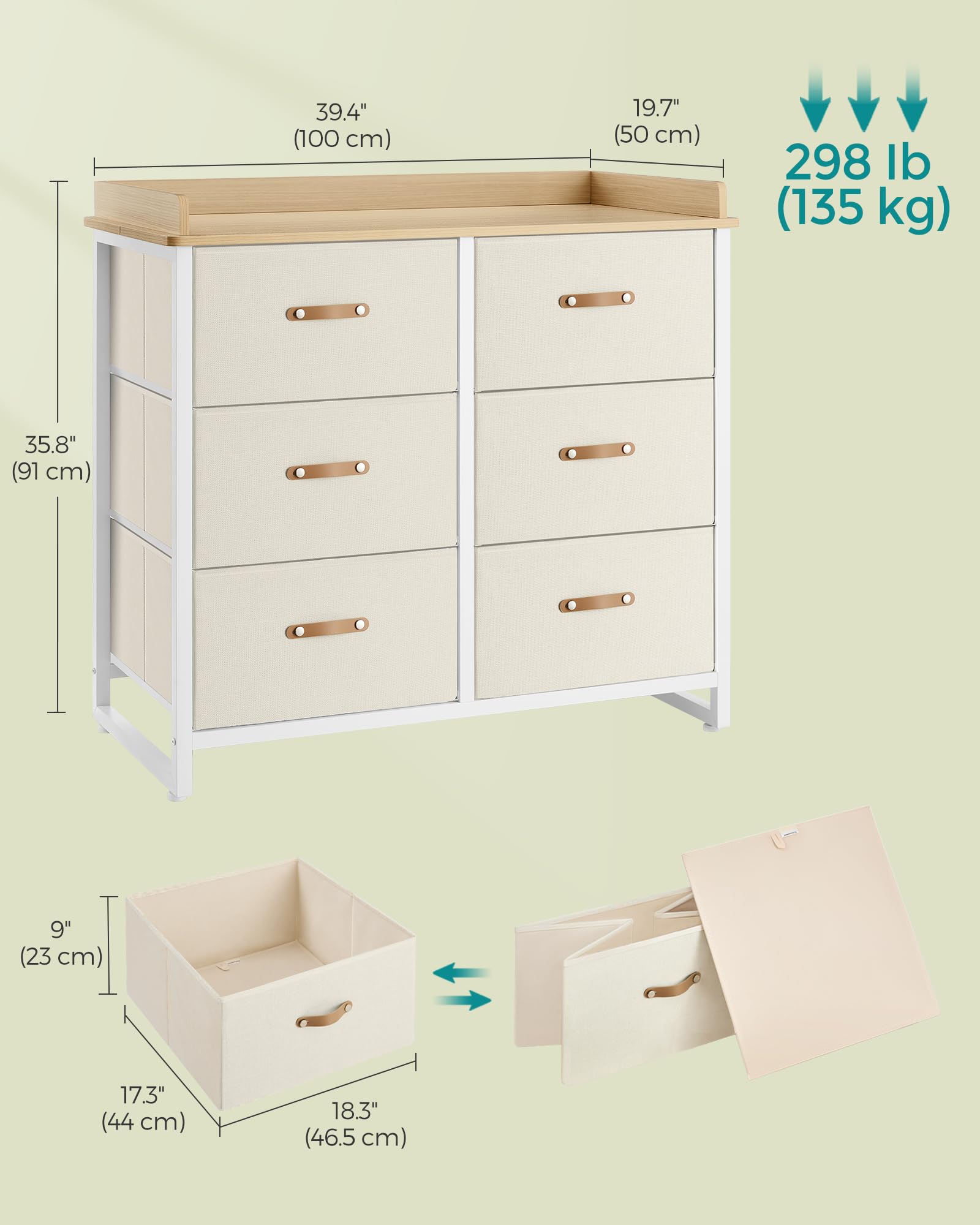 Kids Dresser with 6 Drawers Water-Resistant Storage Organizer