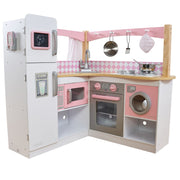 Grand Gourmet Corner Wooden Play Kitchen with Washer, Chalkboard