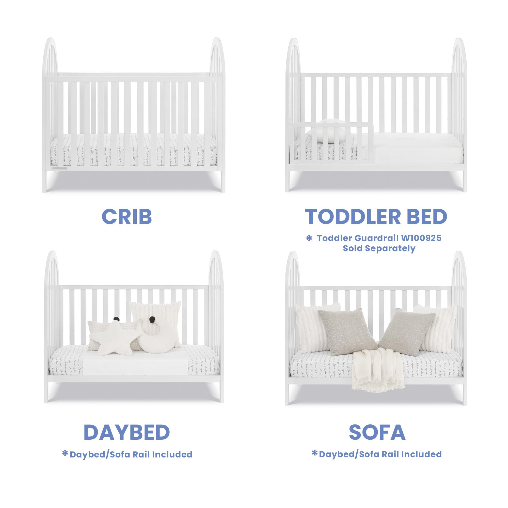 4-in-1 Convertible Crib with Adjustable Mattress Height