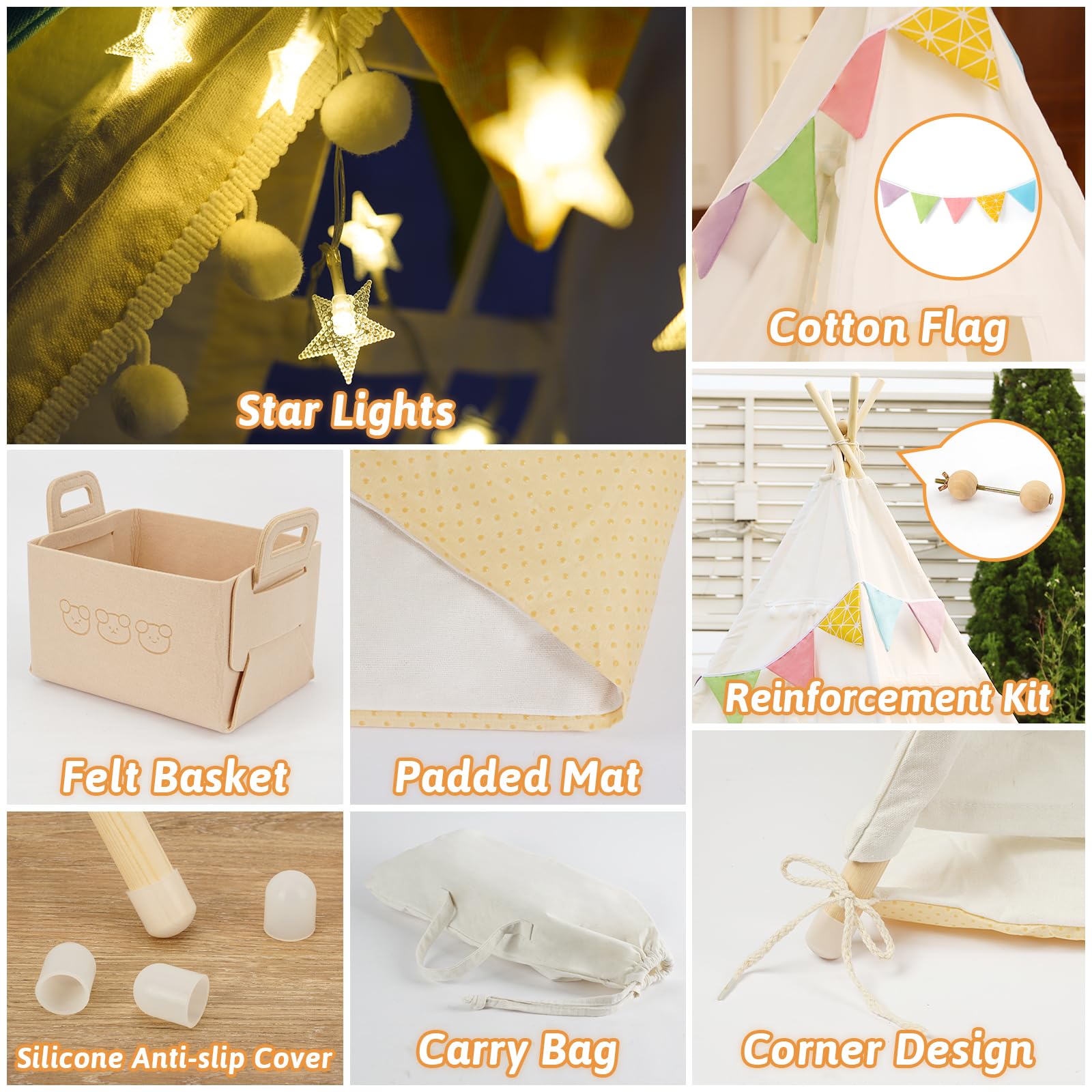 Kids Teepee Tent with Mat and Accessories