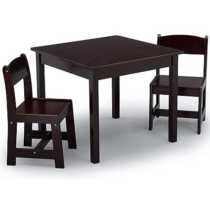 MySize Kids Wood Table and Chair Set (2 Chairs Included)