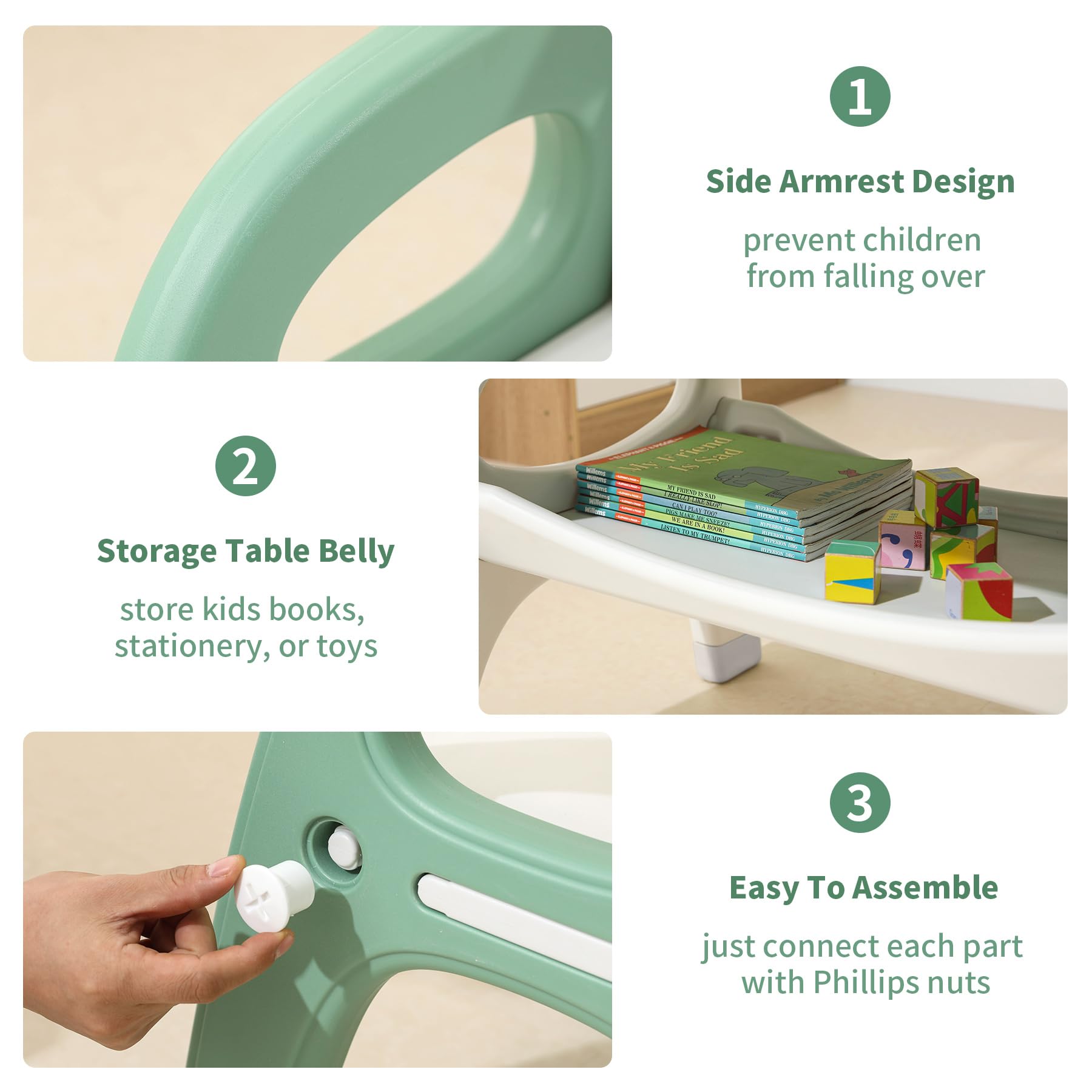 Kids Activity Table and Chairs Set with Storage