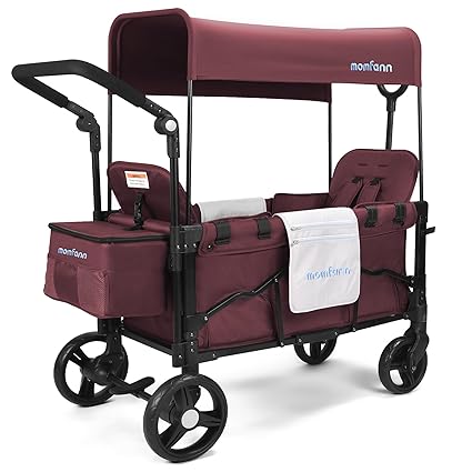 Stroller Wagon for Kids, Wagon Stroller Toddlers 2 Seaters, All-Terrain Baby Wagon Outdoor with Canopy, Parent Organizer, Adjustable Handle & Pull Bar for Infants and Toddlers, Gray