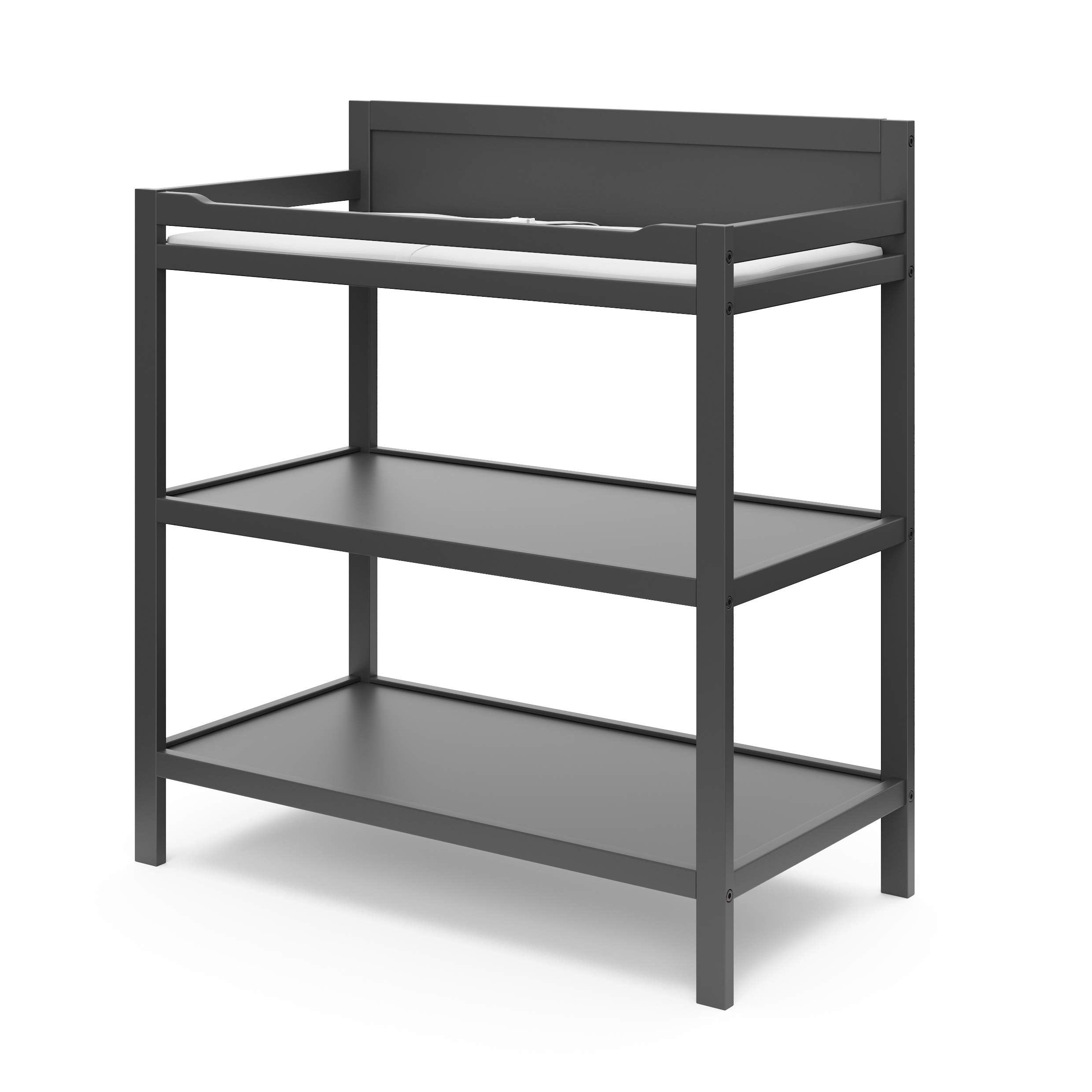 Nursery Changing Table with Water-Resistant Pad and Storage Shelves