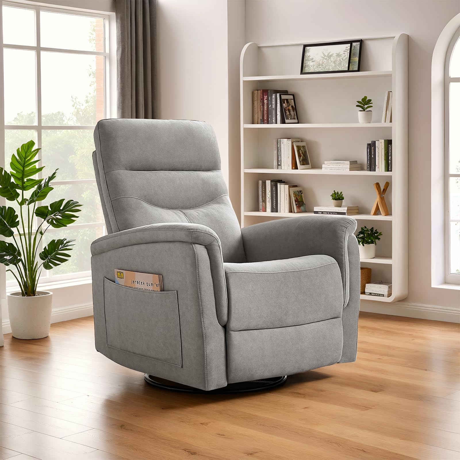 360° Swivel Glider Rocking Chair, Velvet Deep Seat Nursery Glider