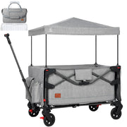 Foldable into Bag Travel Wagon Stroller for 2 Kids & Cargo, Collapsible Toddler Wagon