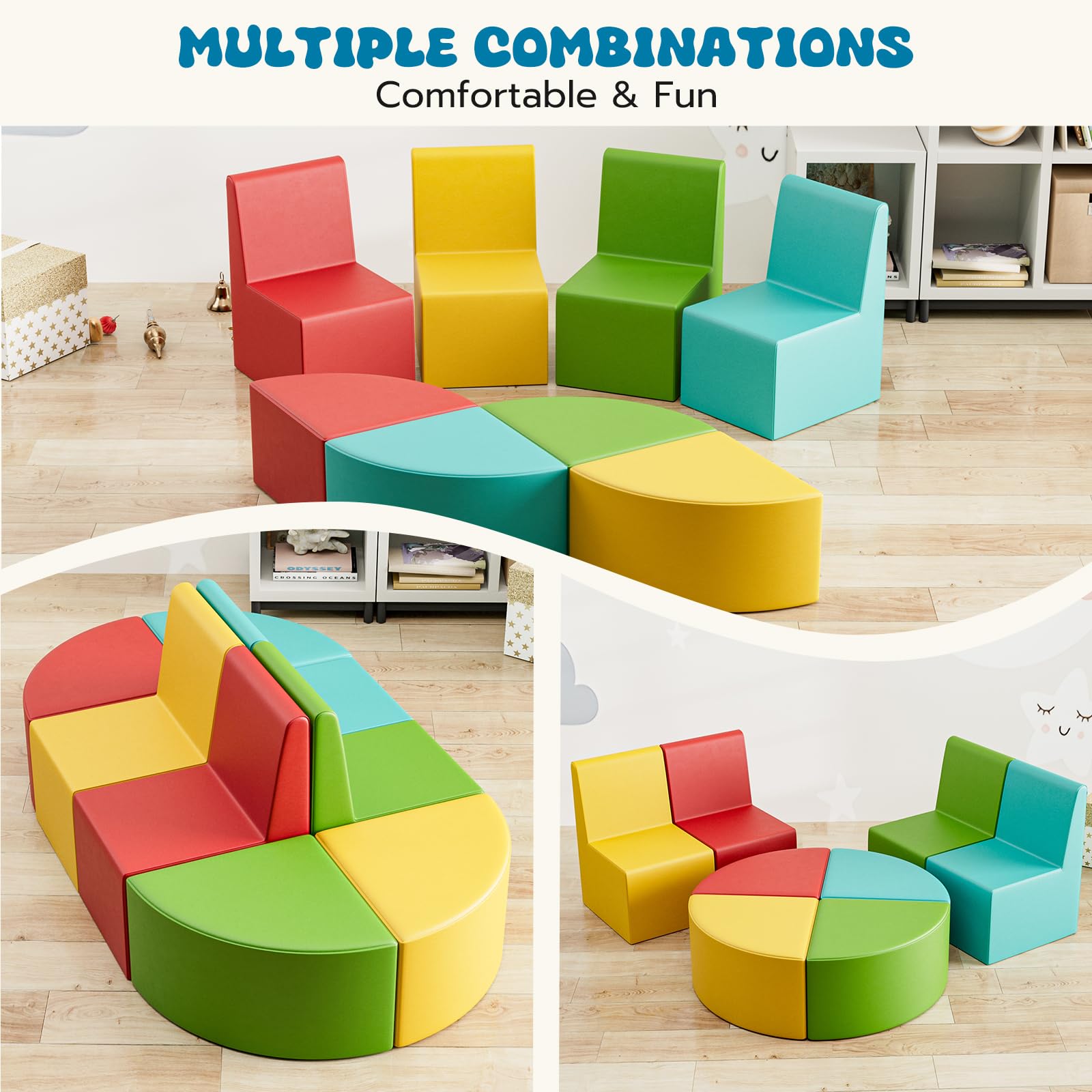 Kids Modular Sofa Set 8 Pieces Colorful Seating