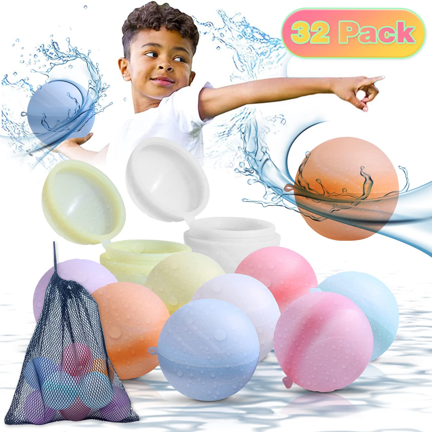 Water Balloons Water Balls Latex-Free Soft Silicone Water Splash Ball