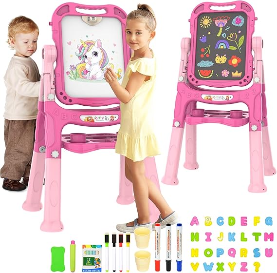 for Kids, Adjustable Standing Rotatable Double Sided Easel