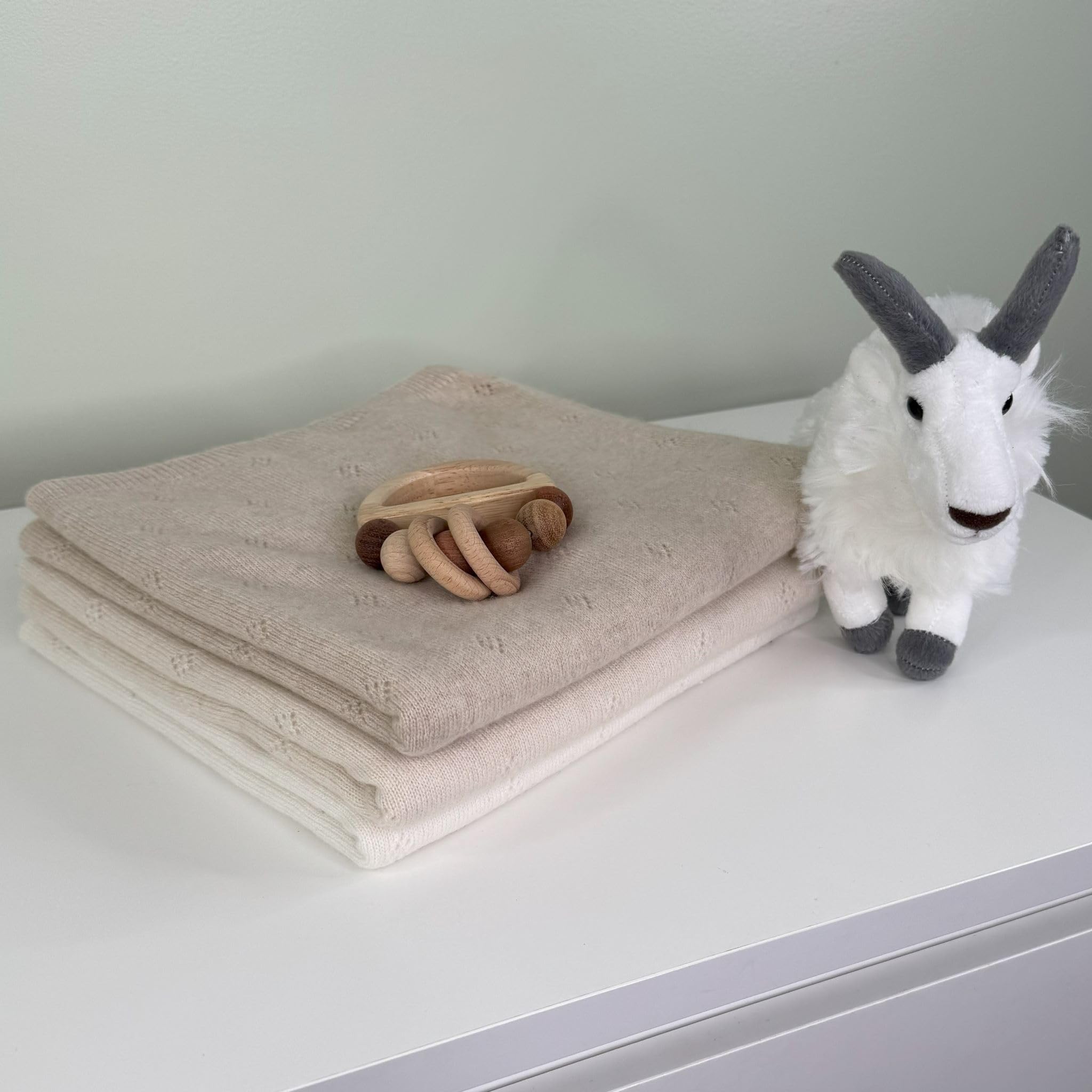 100% Cashmere Baby Blanket Pointelle Design Brown Sugar 32x40