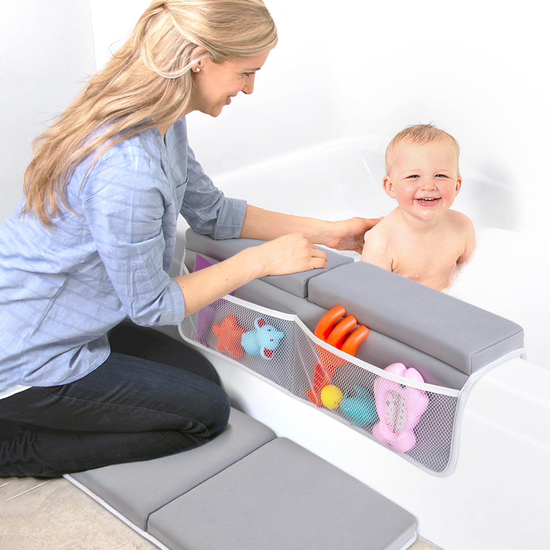 Bath Kneeler and Elbow Rest Pad Set with Storage Pockets and Non-Slip Design