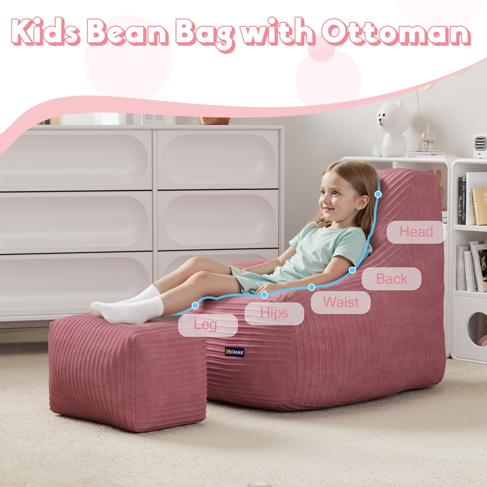 Kids Bean Bag Chair with Ottoman